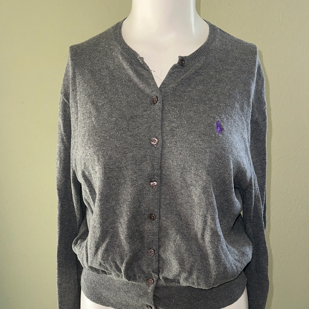 Ralph Lauren Gray Button-Up Cardigan